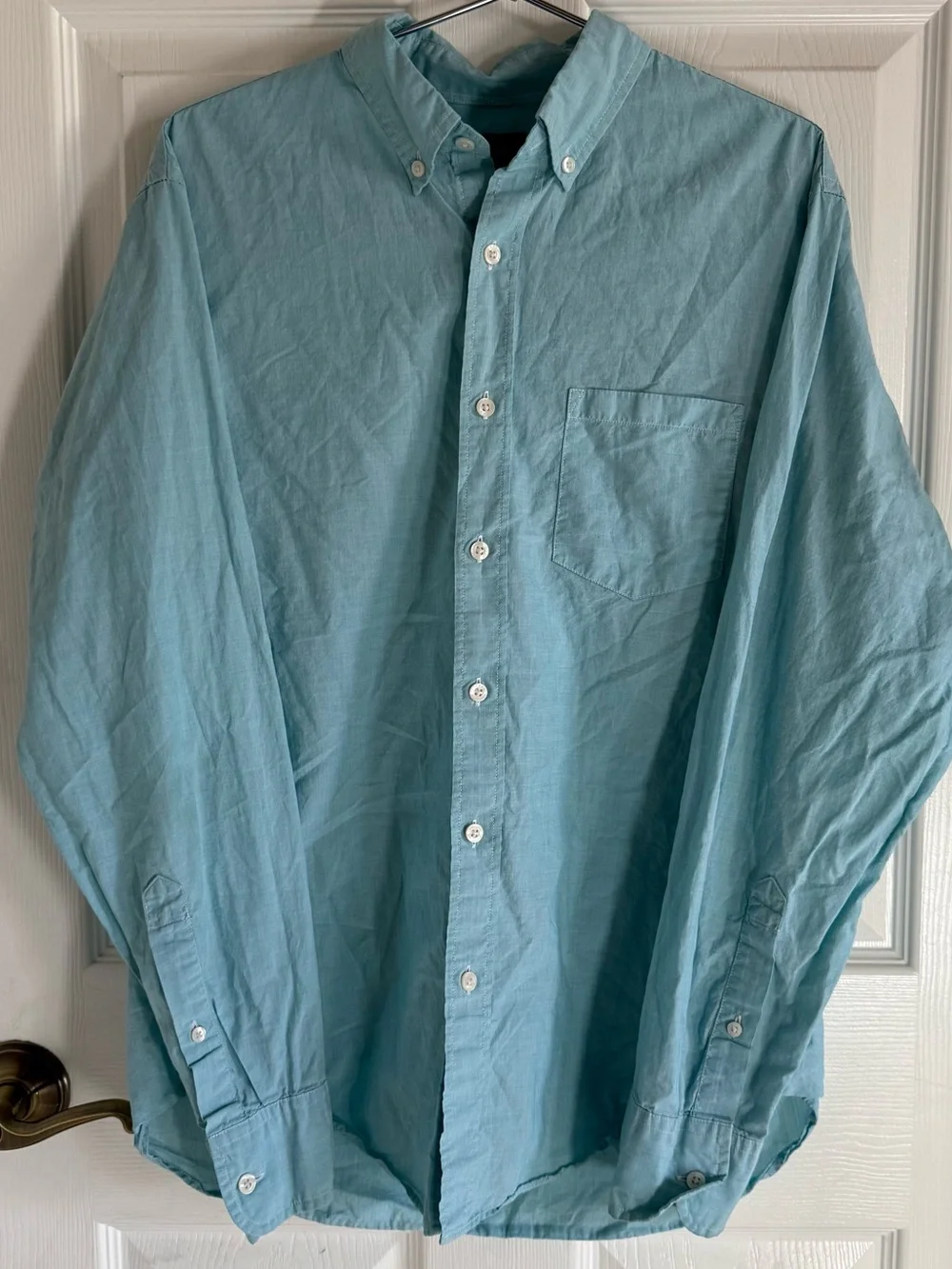 100% cotton turquoise button down